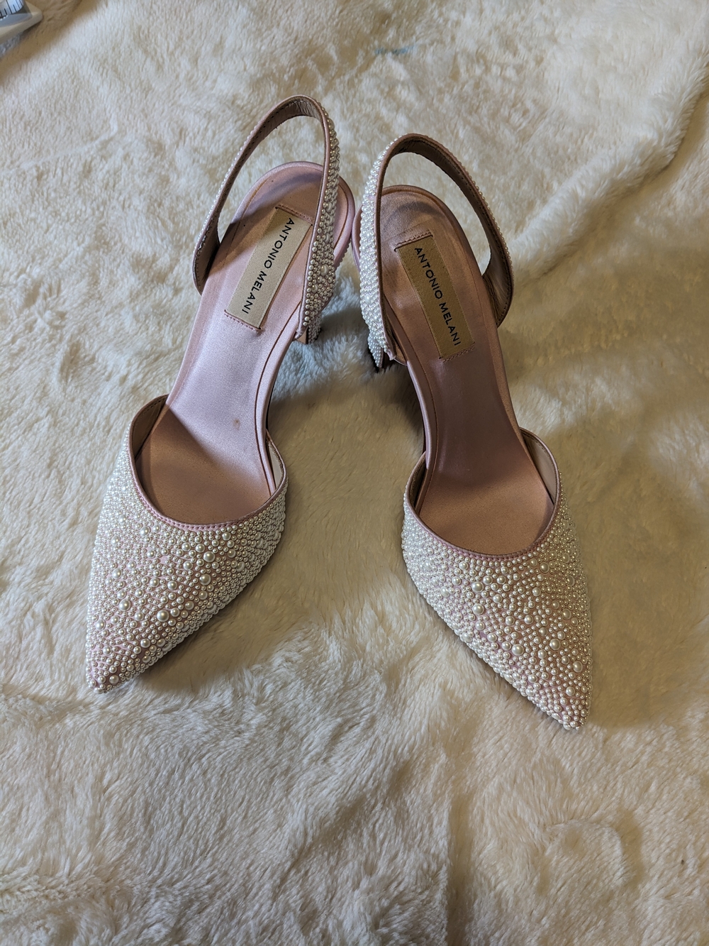 Antonio Melani Pink Pearl-Embellished Slingback Pumps